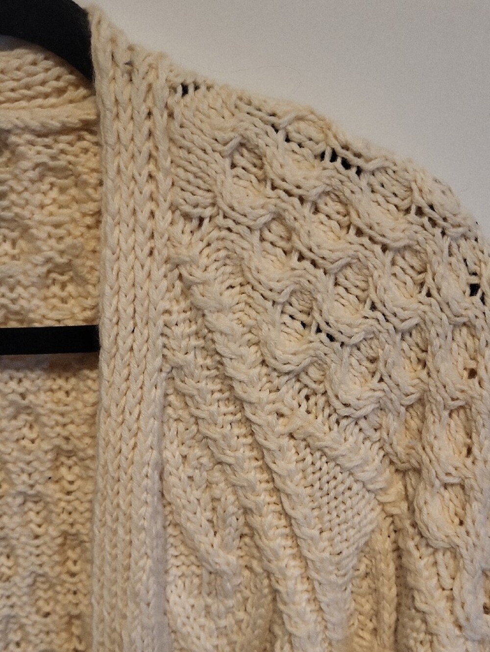 Cable Knit Button-Front Cardigan Sweater - Cream - Picture 4 of 5